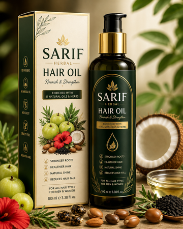 SARIF Herbal Hair Oil – Natural Hair Nourishing Oil with 11 Herbal Oils & Extracts | Stronger Roots, Healthier Hair & Natural Shine | 100ml